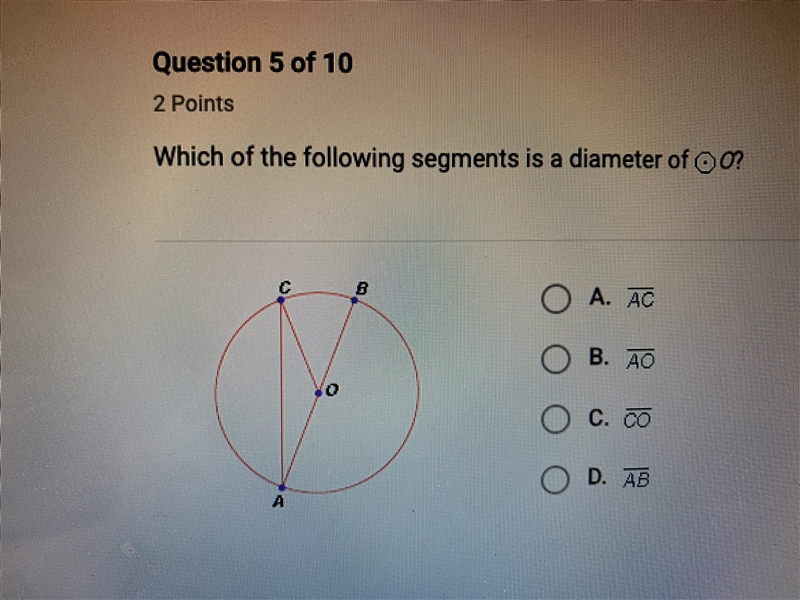 A. AC B. AO C. CO D. AB-example-1