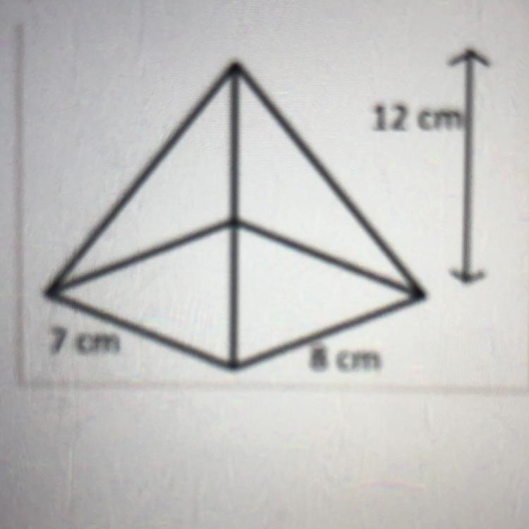 Find the volume of a Pyramid with dimensions of 7 cm and 8 cm for the rectangular-example-1