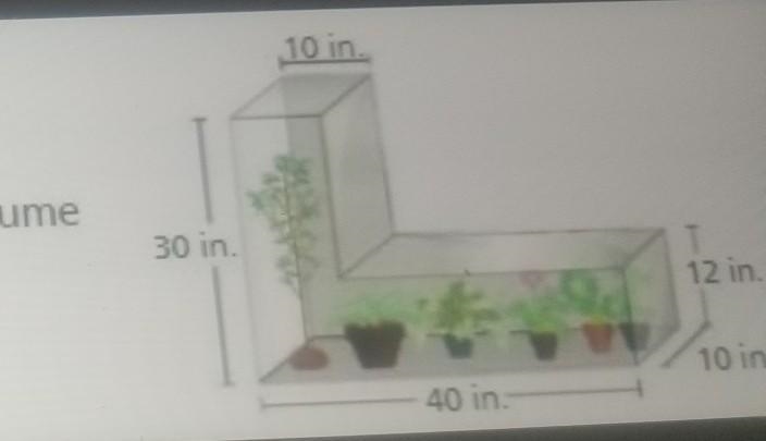 Amber built a custom terrarium for her plants.What is the volume of the terrarium-example-1