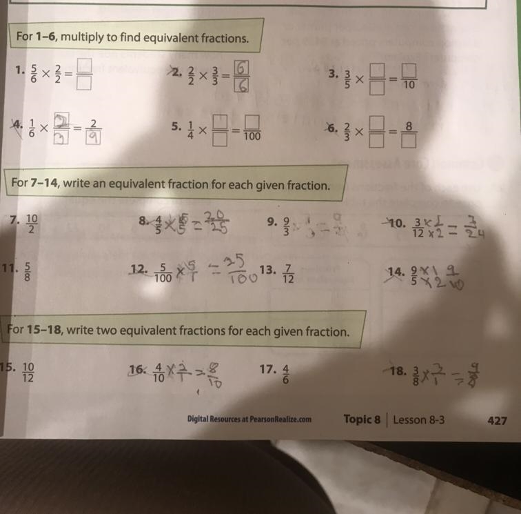 , write two equivalent fractions for each given fraction. 4/10=-example-1