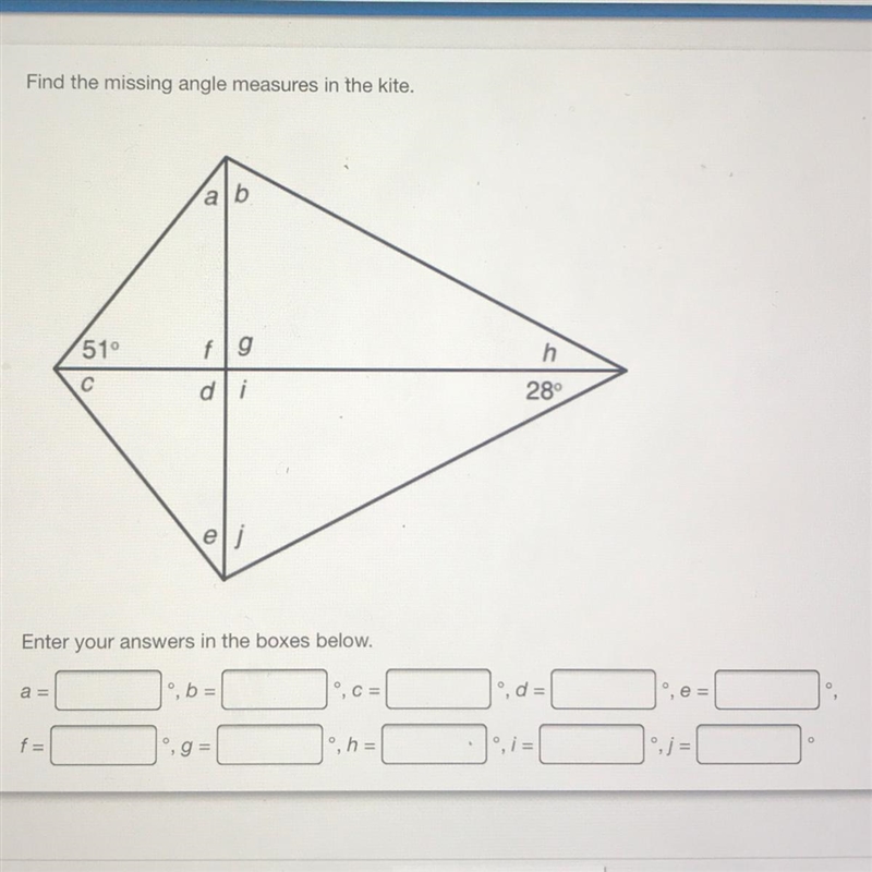 Find the missing angle measures in the kite-example-1