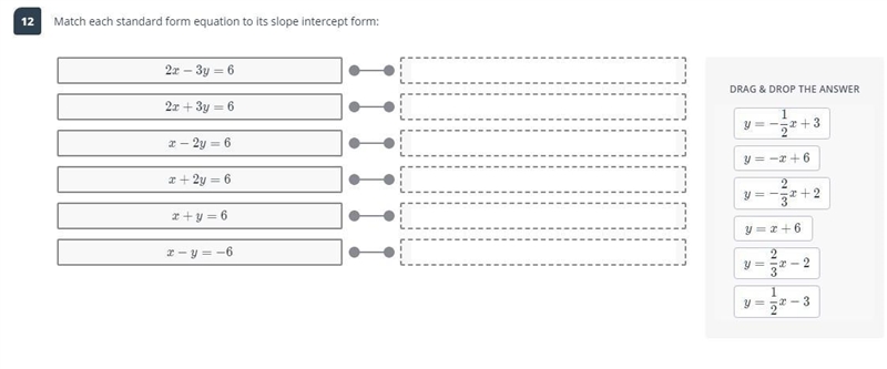 Match each standard form equation to its slope-intercept form :)-example-1