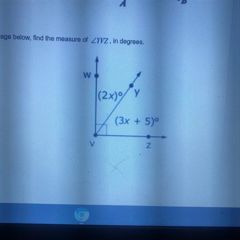 3. Given the image below, find the measure of ZYVZ, in degrees. (3x + 5)º N-example-1