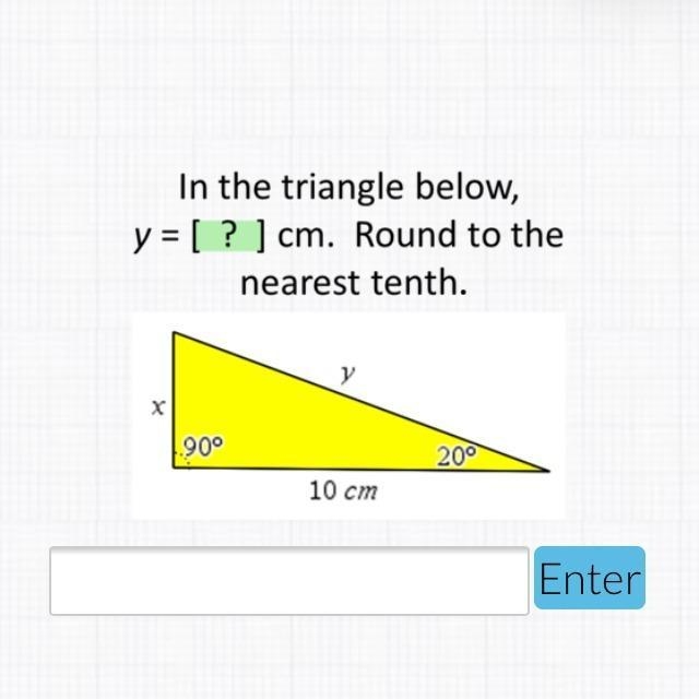 In the triangle below x= ? cm. Round to the nearest tenth-example-1