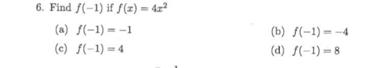 F(-1) if f(x)= 4x^2 Help solve please-example-1