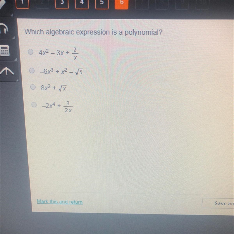 Which algebraic expression is a polynomial?-example-1