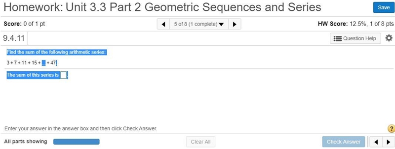 Find the sum of the following arithmetic​ series: 3 +7 +11 +15 +... +47. The sum of-example-1