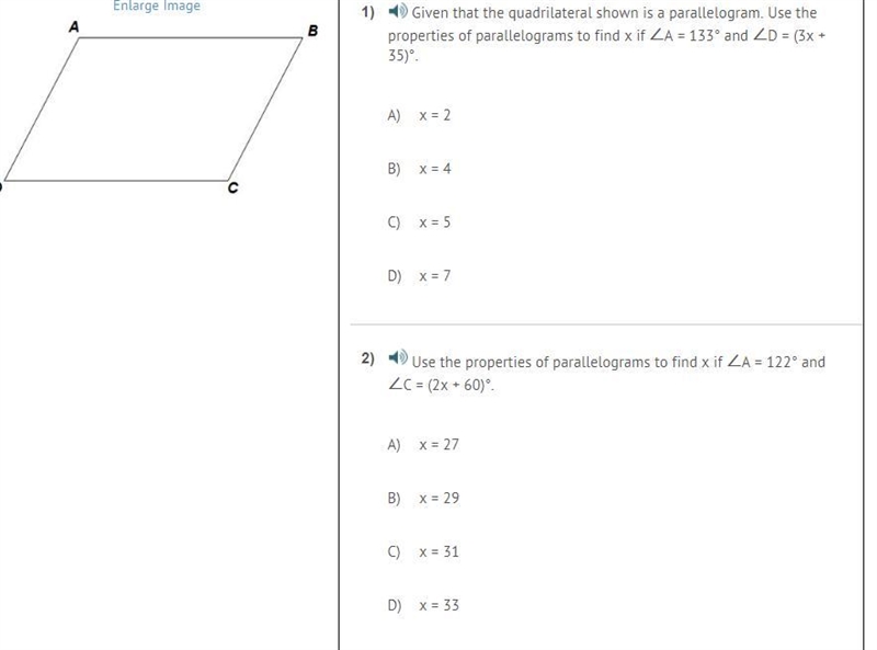 Given that the quadrilateral shown is a parallelogram. Use the properties of parallelograms-example-1