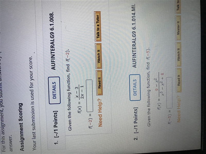 Given the following function find f(-2)-example-1