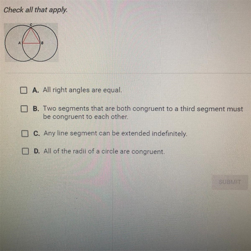 Which of the following are reasons used in the proof that the equilateral triangle-example-1