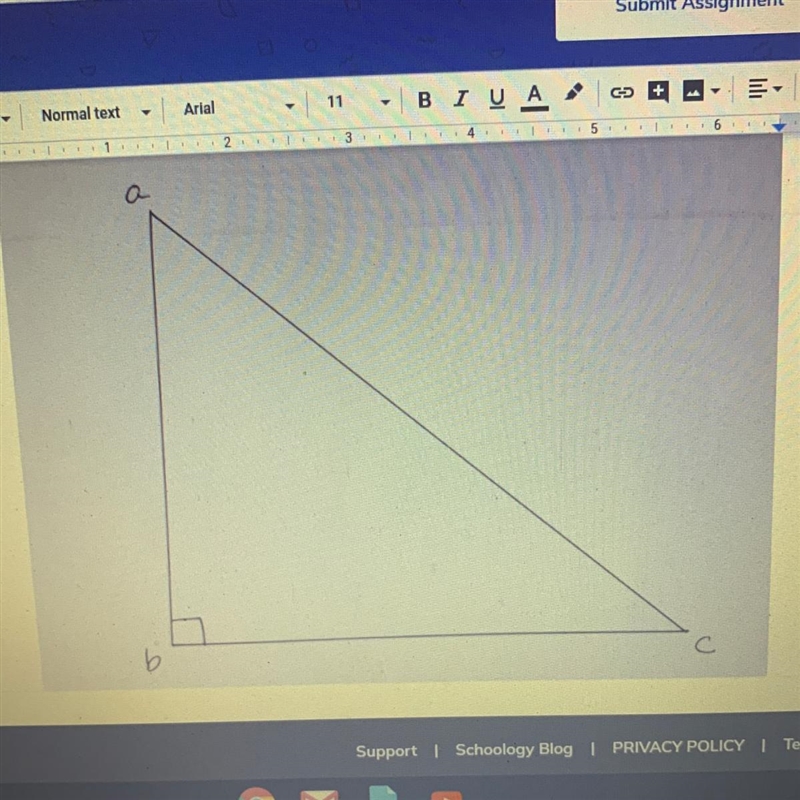 When preparing for Geometry class, Matt labeled a right triangle. Matt’s teacher told-example-1