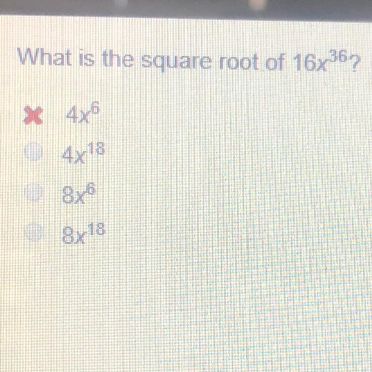 Wjat is the square root of 16x^36-example-1