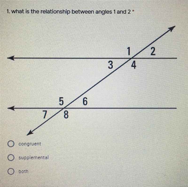 What is the relationship between angles 1 and 2?-example-1