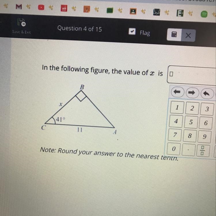 In the following figure, the value of x is... PLEASE ANSWER BY TOMORROW, 15 POINTS-example-1