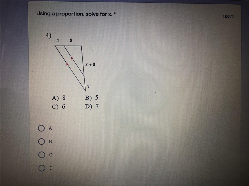 Using a proportion, solve for x-example-1