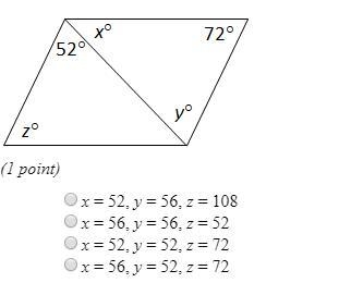 Find the values of the variables in the parallelogram. The diagram is not drawn to-example-1