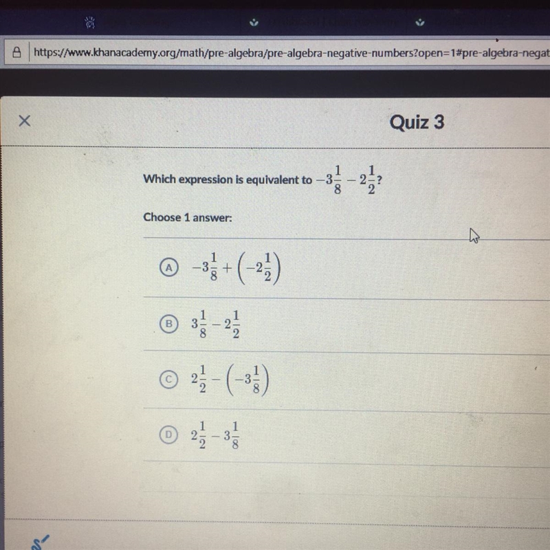 Which expression in equivalent to -3 1/8 - 2 1/2-example-1