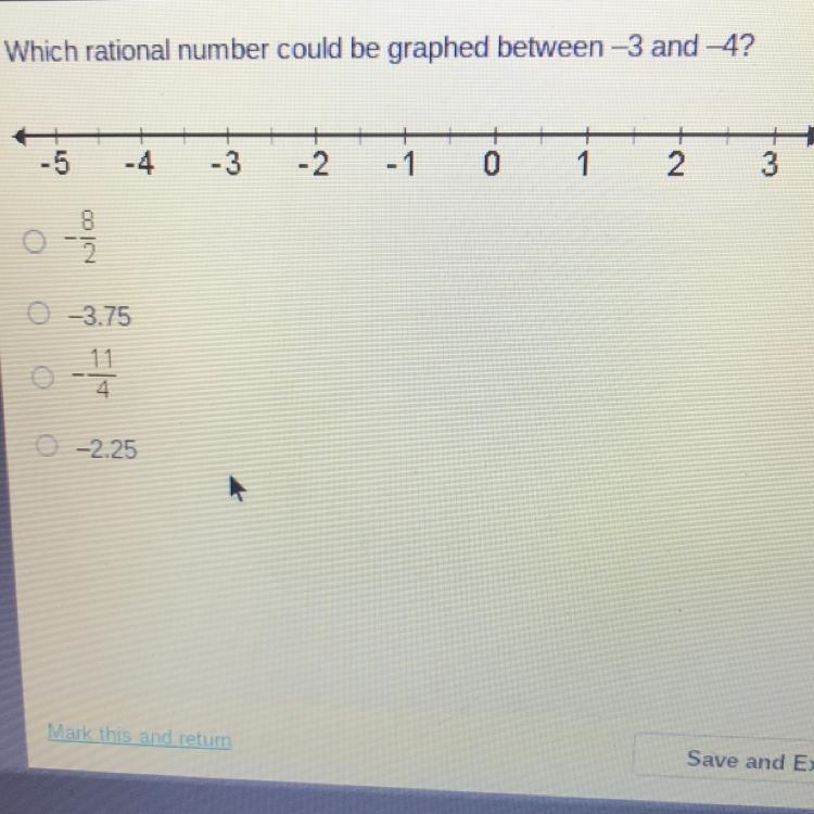 Which rational number could be graphed between -3 and -4? (I took a pic of the number-example-1