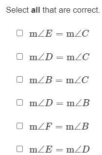 Triangle FDE is a rotation of a scalene triangle ABC. Which statement is correct?-example-2