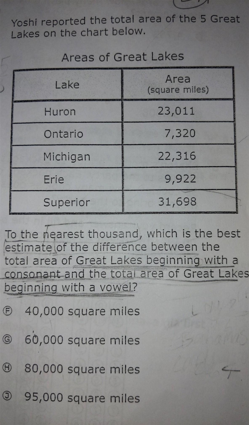 Yoshi reported the total area of the five great lakes on the chart above. To the nearest-example-1