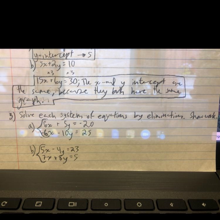 Solve question 3 (a and b) — solve each system of equations by elimination.-example-1