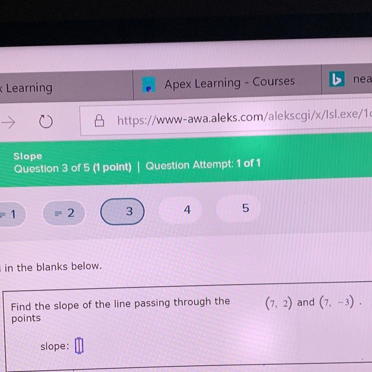 Find the slope of the line passing through the points-example-1