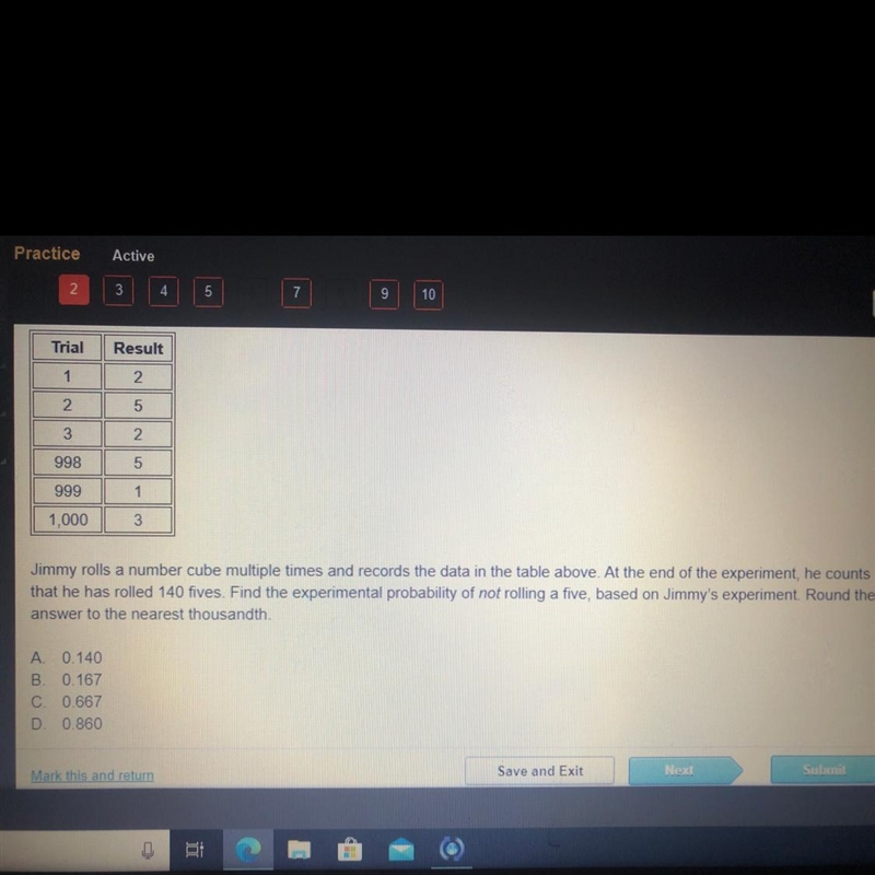 Jimmy rolls a number cube multiple times and records the data in the table above. At-example-1