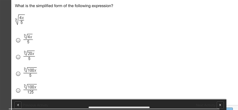 What is the simplified form of the following expression? RootIndex 3 StartRoot StartFraction-example-1