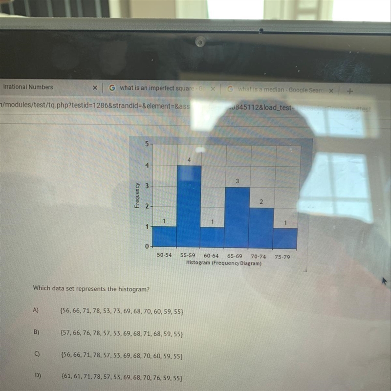 Witch data set represents the histogram?-example-1