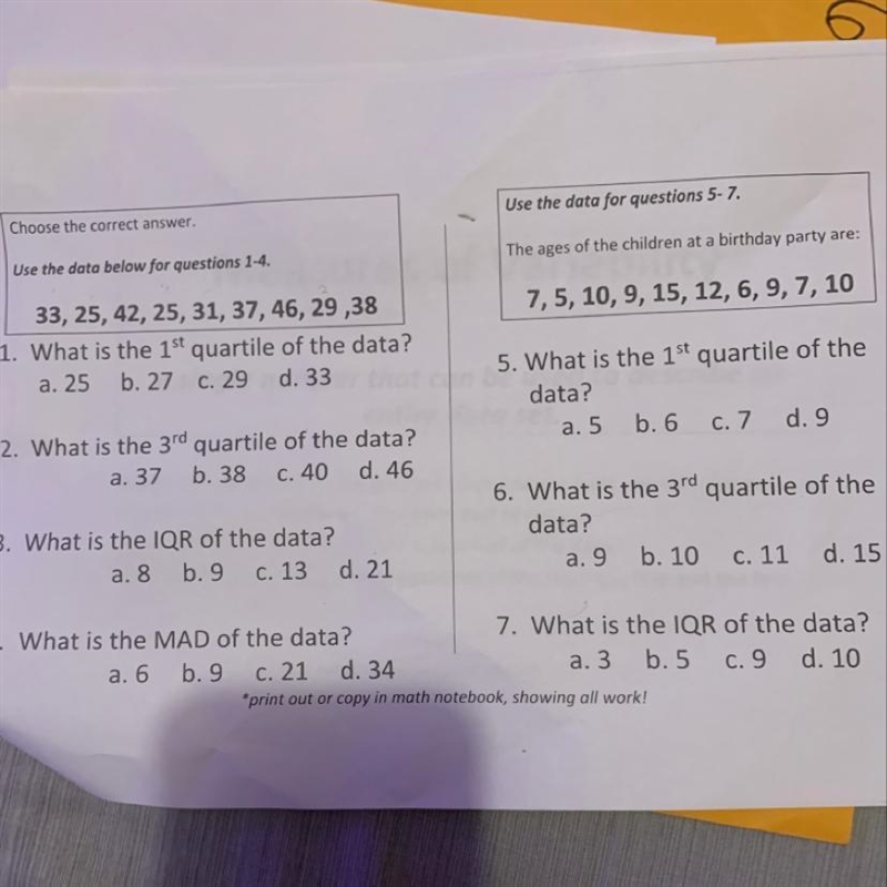 1. What is the quartile of the data? Do all please!!-example-1