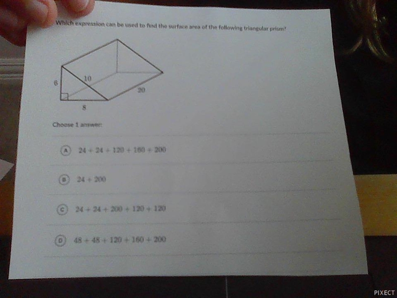 Which expression can be used to find the surface area of the following triangular-example-1