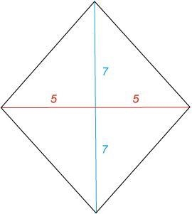 Determine the area of the given rhombus. ANSWERS: 140 square units 35 square units-example-1