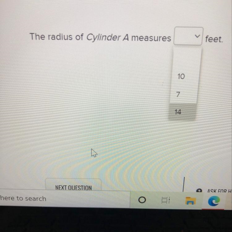 Feet. The radius of Cylinder A measures 10 7 14-example-1