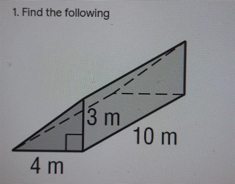 Missing side is 5 1.what is the perimeter of the base? 2. what is the lateral area-example-1