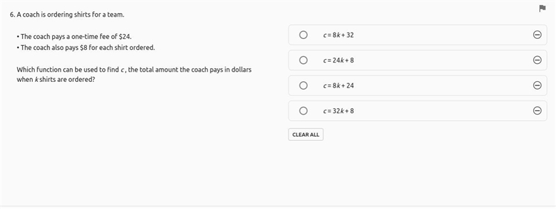 A coach is ordering shirts for a team. • The coach pays a one-time fee of $24. • The-example-1