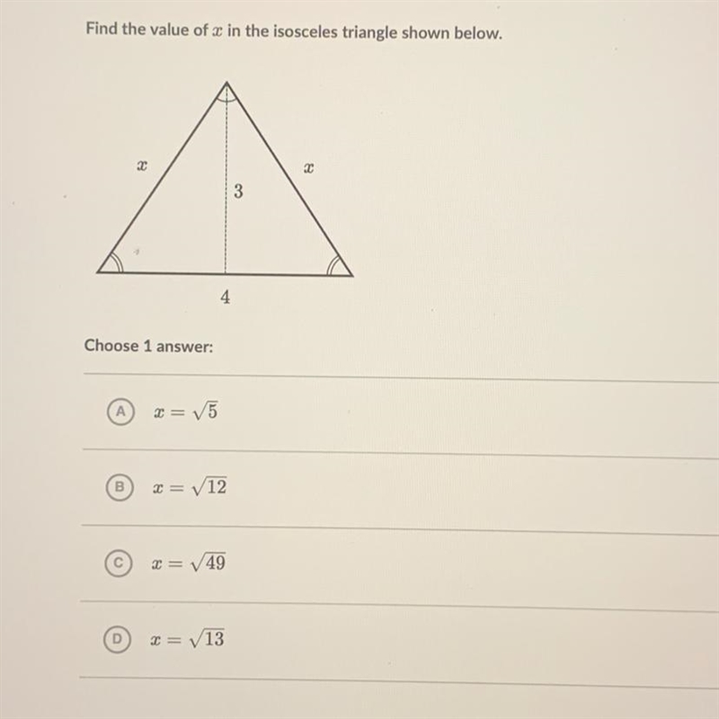 Find the value of X in that isosceles triangle shown below-example-1