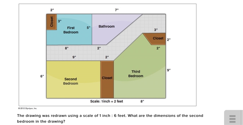 The following scale drawing was made for a home that is for sale. Use this information-example-1