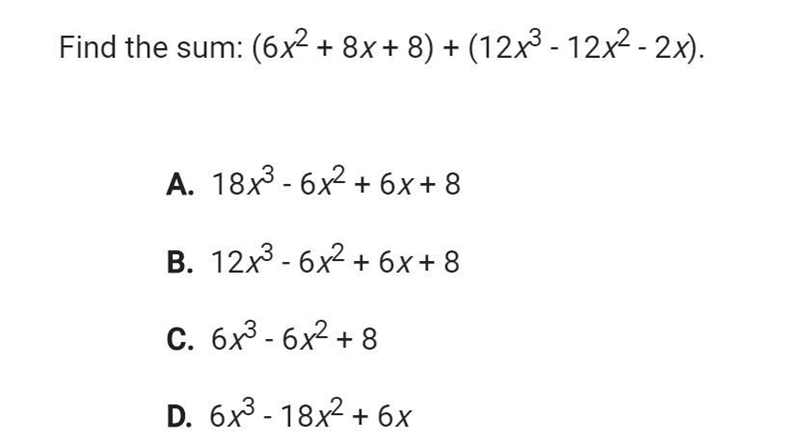 Help please? Find the sum of the two equations below-example-1