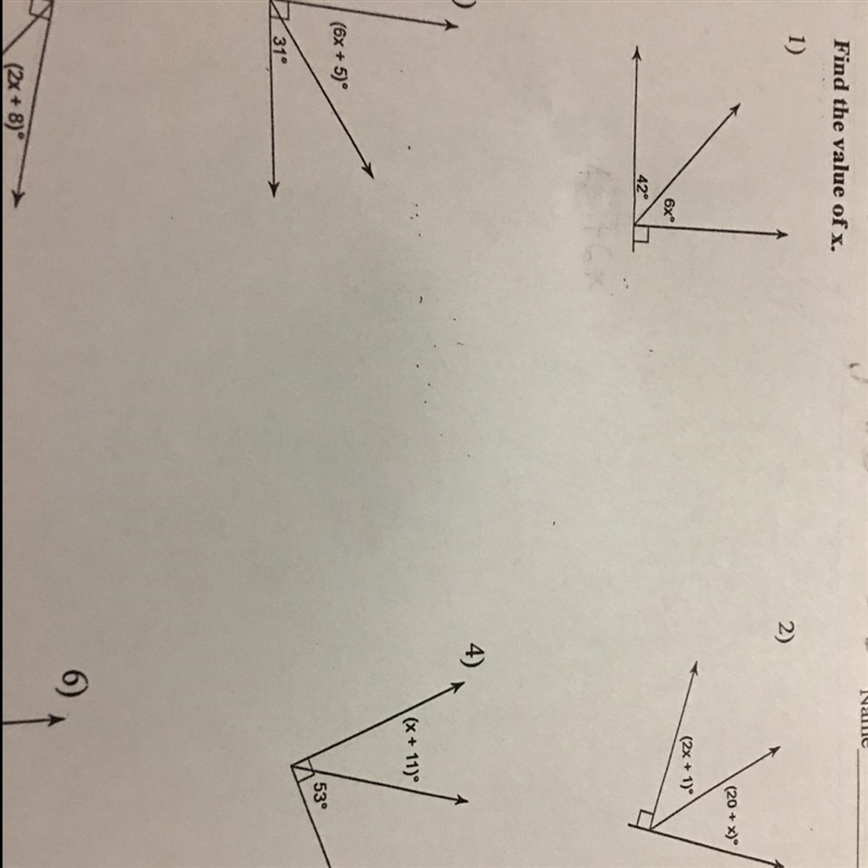 Find the value of x First four questions Photo I tried to ask for help in this before-example-1