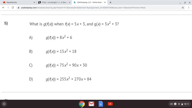 What is g(f(x)) when f(x) = 5x + 3, and g(x) = 3x2 + 3?-example-1