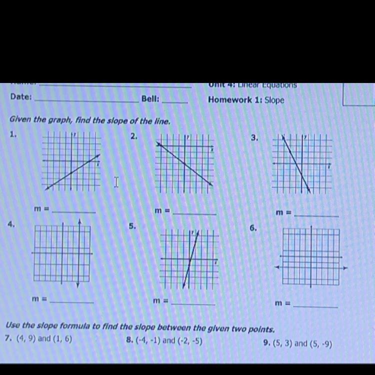 Given the graph, find the slope of the line. 1 - 6, If you know how to do any that-example-1