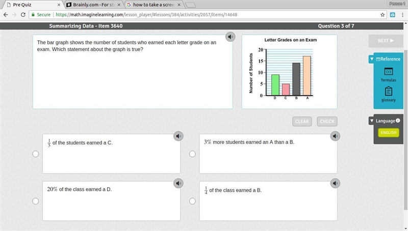 The bar graph shows the number of students who earned each letter grade on an exam-example-1