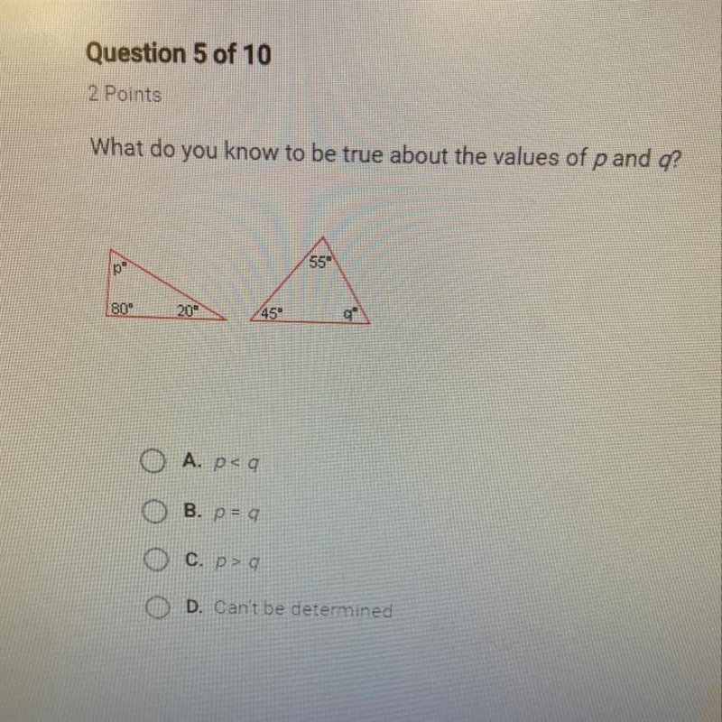 What do you know to be true about the values of p and q?-example-1