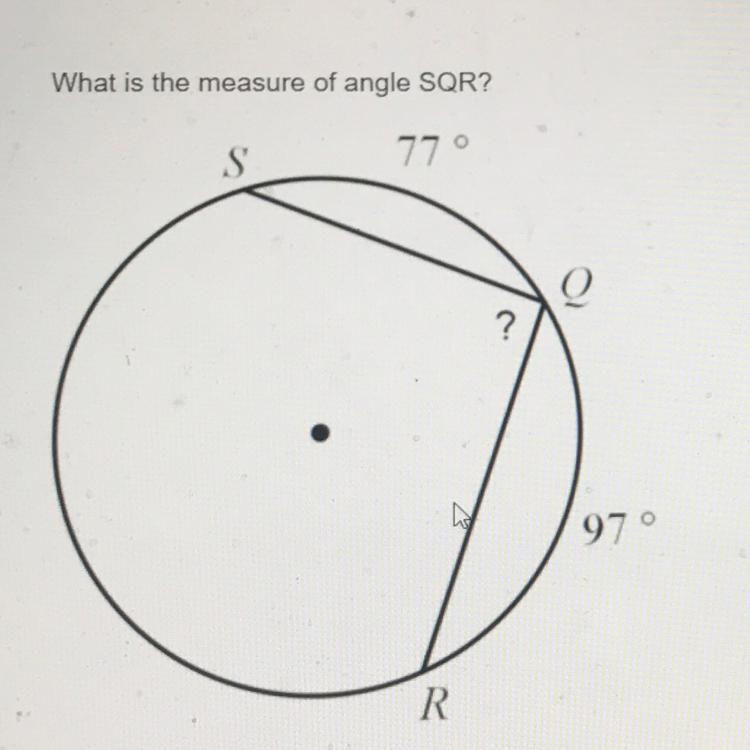 What is the measure of angle SQR please help The options are A.) 132° B.) 55° C.) 134° D-example-1