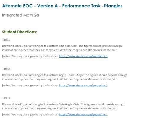 Student Directions: Task 1 Draw and label 1 pair of triangles to illustrate Side-Side-example-1