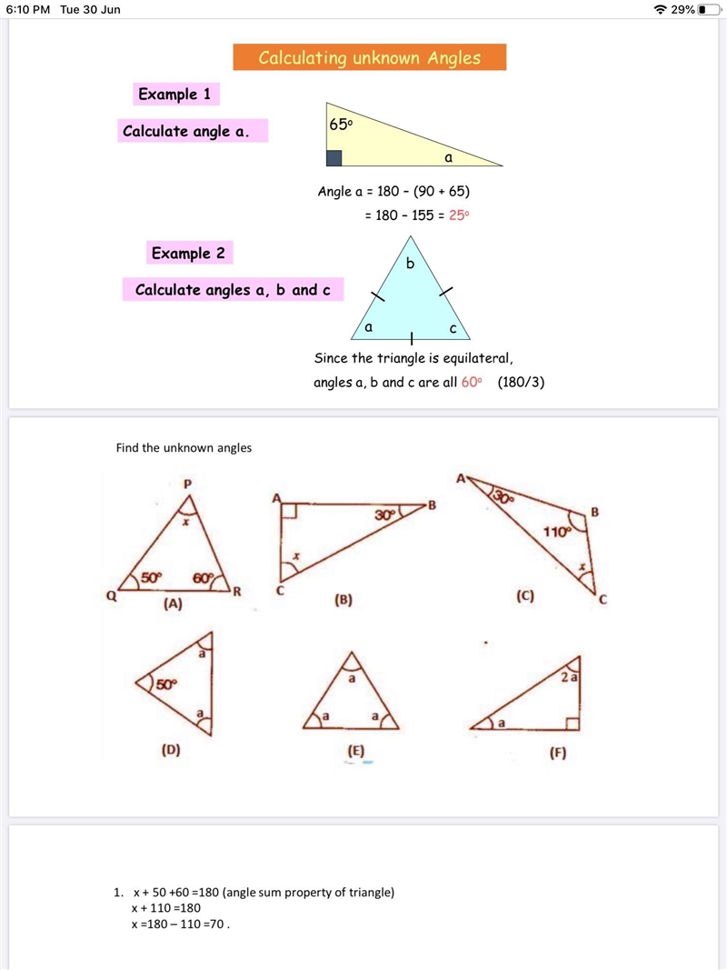 Solve this please, FIND THE UNKOWN ANGLES WITH STEPS-example-1