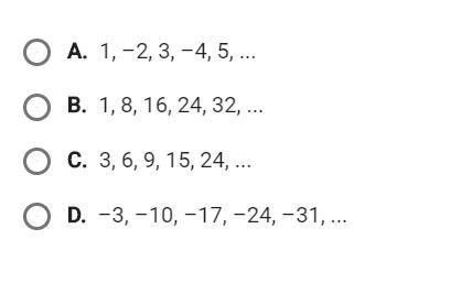 Which of the sequence is an arithmetic sequence?-example-1