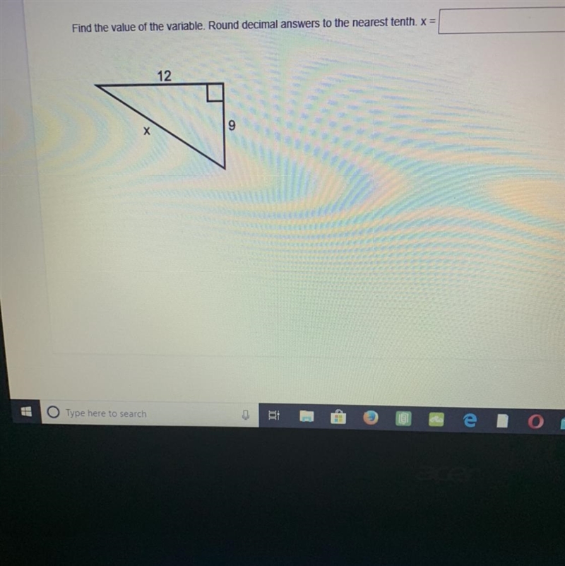 Find the value of the variable. Round decimal answers to the nearest tenth. x =-example-1