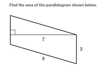 Find the area of the parallelogram shown below.-example-1