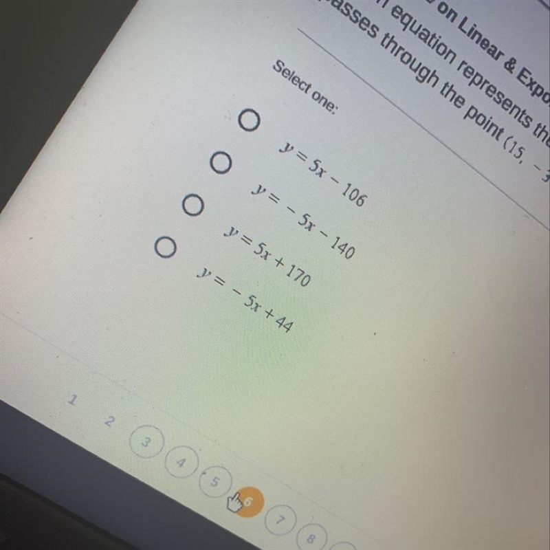 PLEASE HURRY Which equation represents the line that is parallel to 5x + y = 13 and-example-1